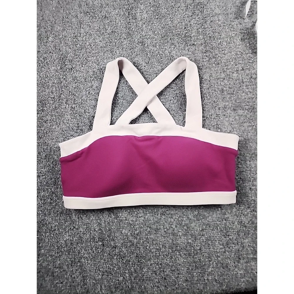 Kate Spade x Beyond Yoga Blocked Frame Sports Bra S Plum White‎ Gym Workout Top